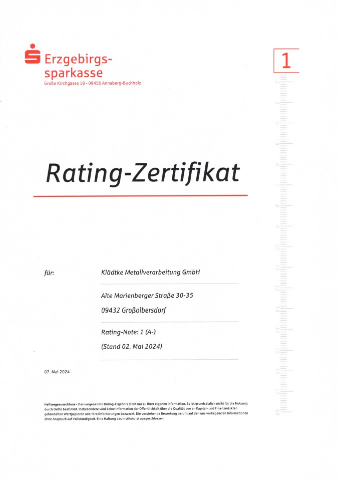 Sparkasse Rating Zertifikat 2024